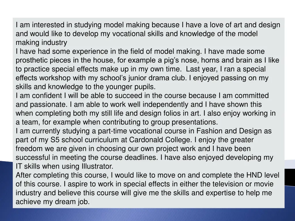 i am interested in studying model making because