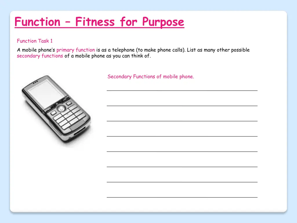 function fitness for purpose