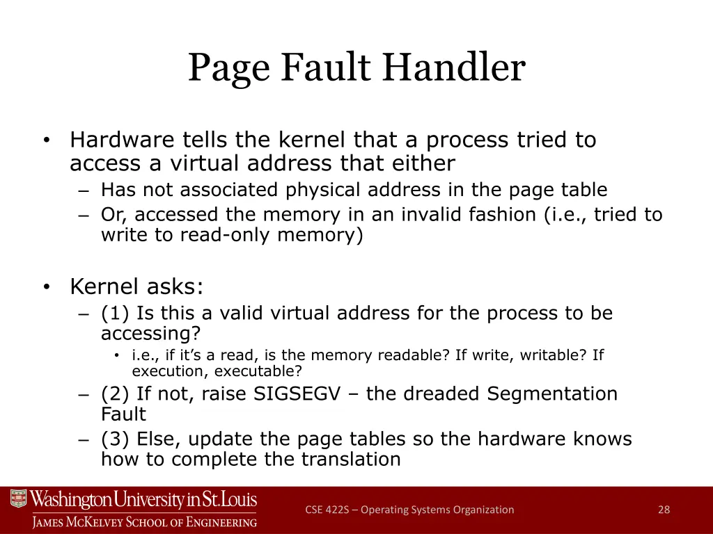 page fault handler