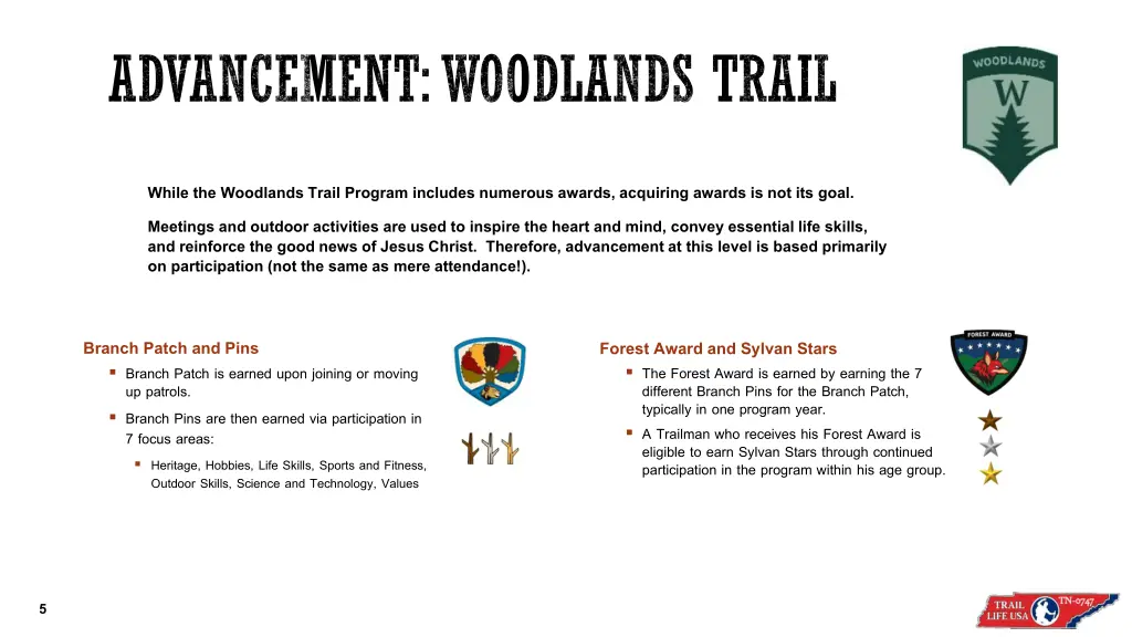 advancement woodlands trail