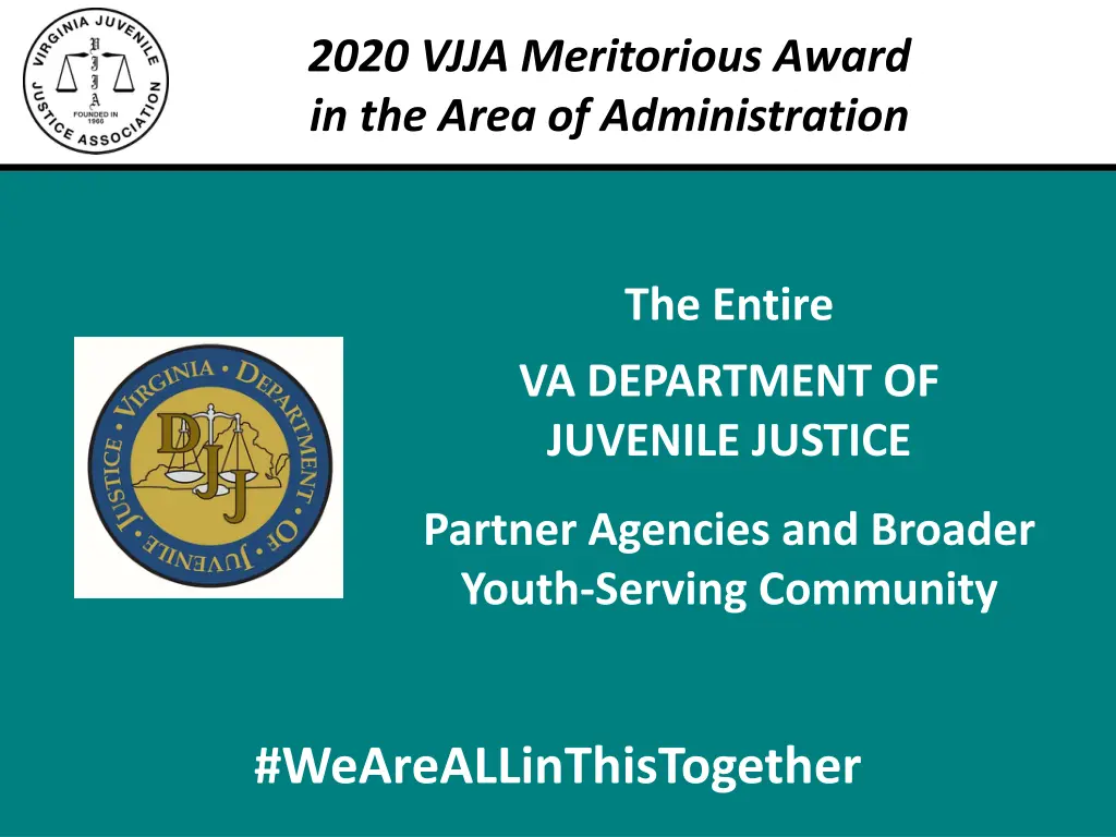 2020 vjja meritorious award in the area 2