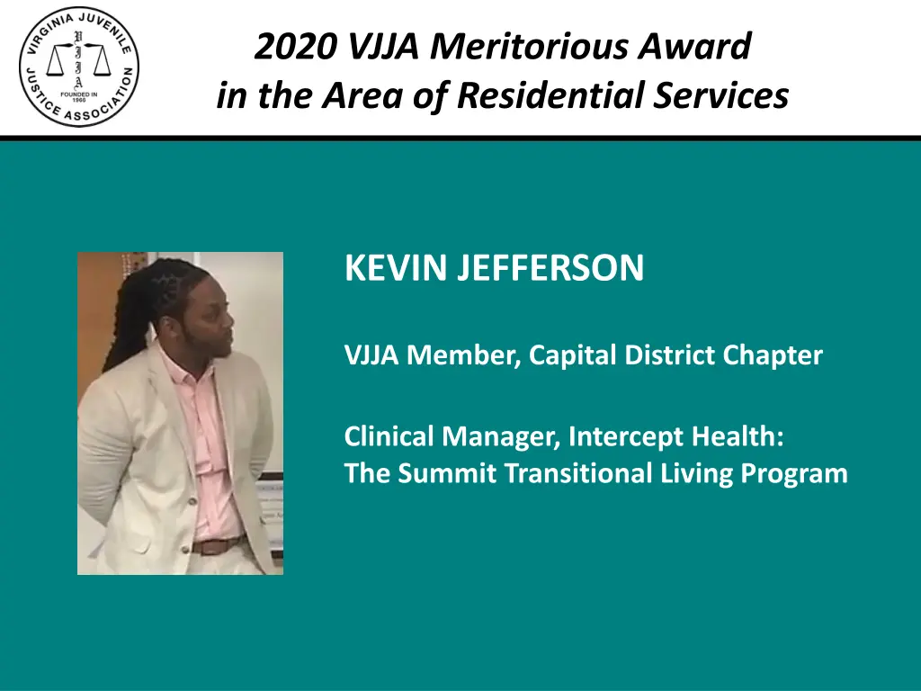 2020 vjja meritorious award in the area