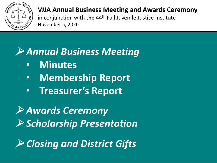 vjja annual business meeting and awards ceremony