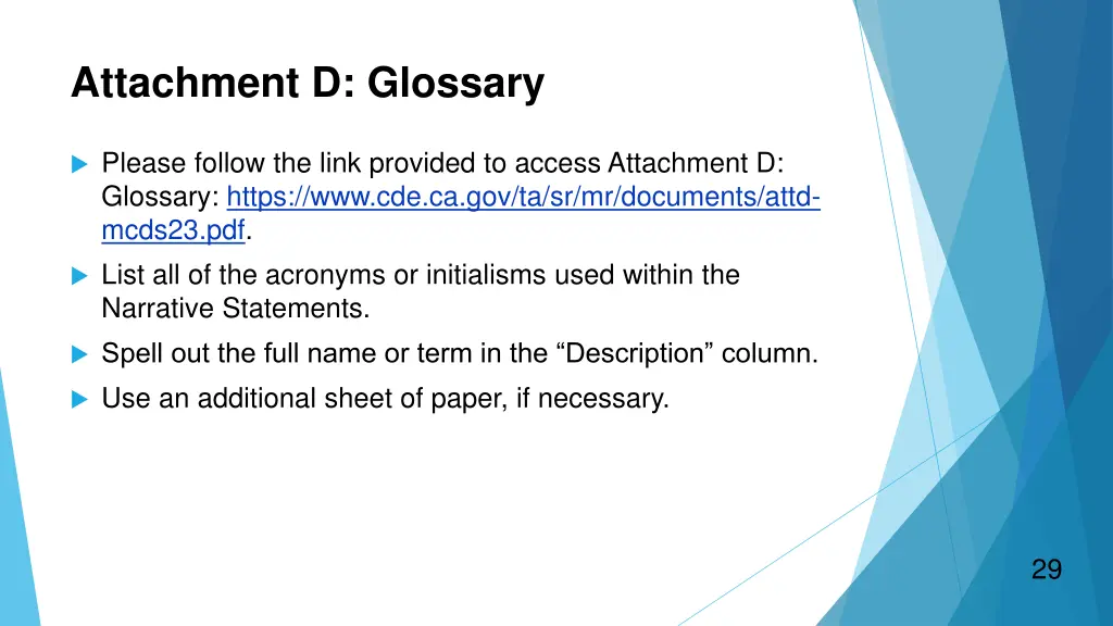 attachment d glossary