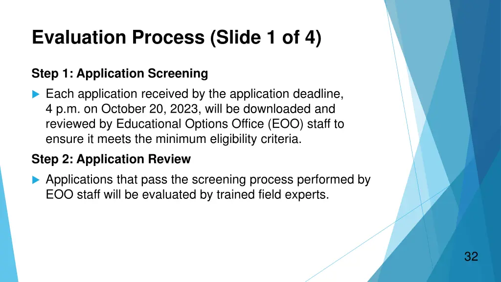 evaluation process slide 1 of 4
