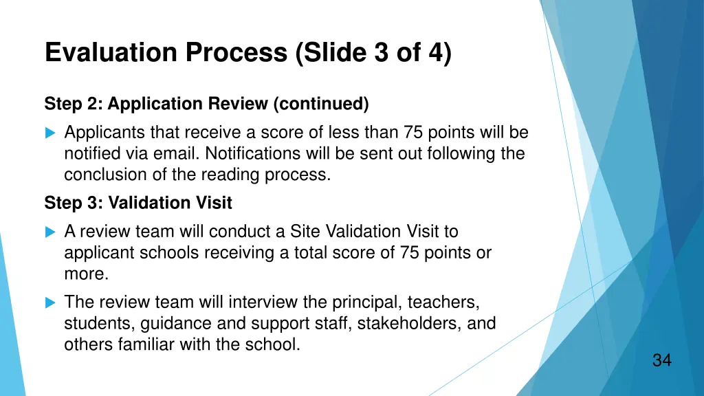 evaluation process slide 3 of 4