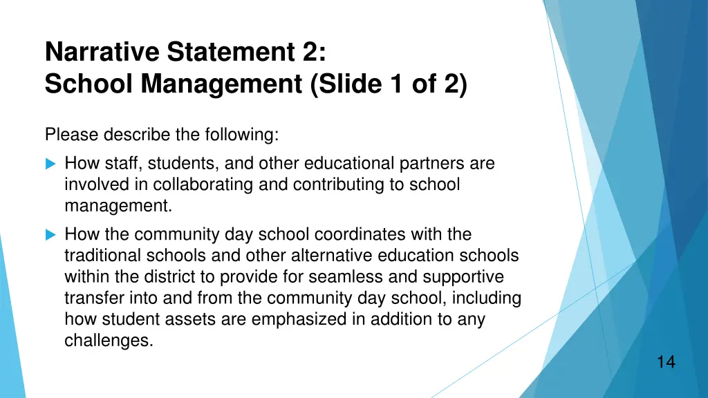 narrative statement 2 school management slide