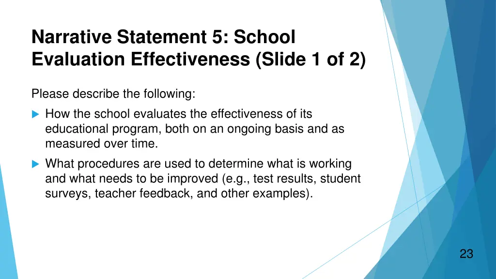 narrative statement 5 school evaluation