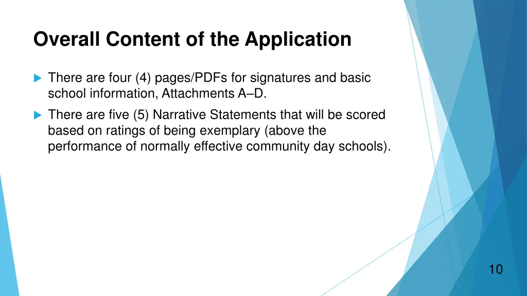 overall content of the application