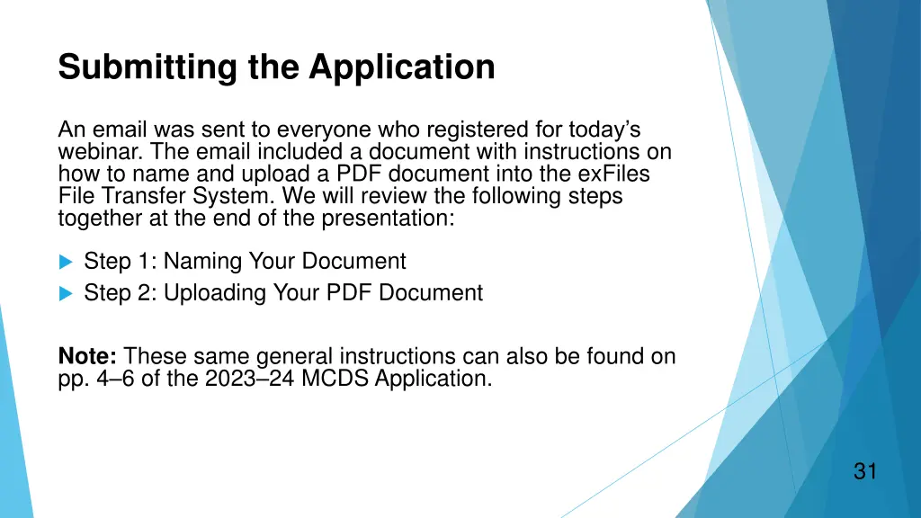 submitting the application