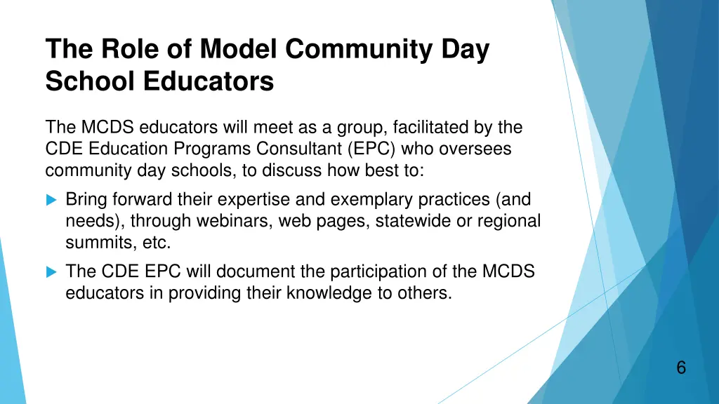 the role of model community day school educators