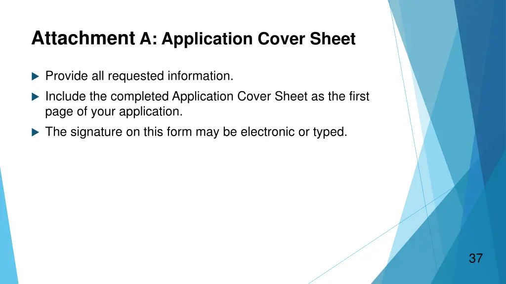 attachment a application cover sheet