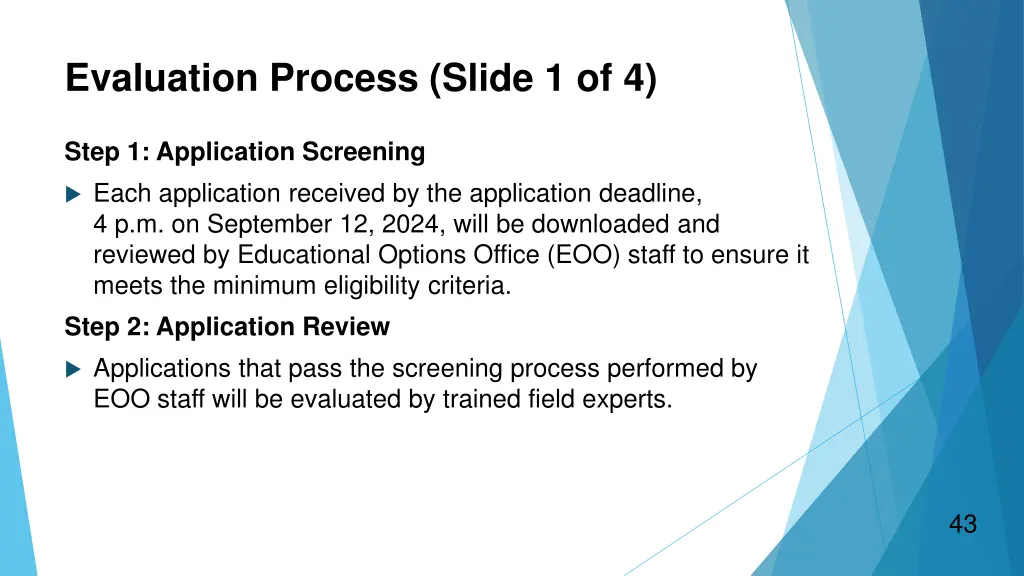 evaluation process slide 1 of 4