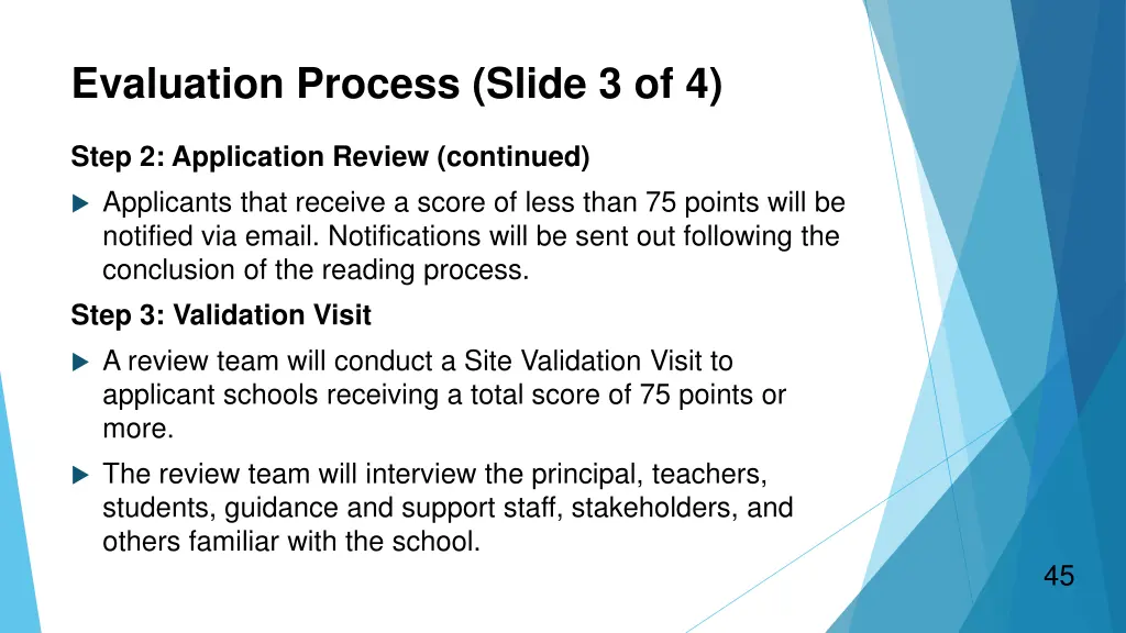 evaluation process slide 3 of 4