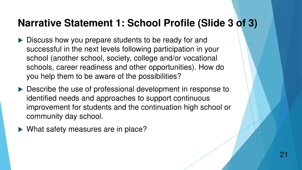 narrative statement 1 school profile slide 3 of 3