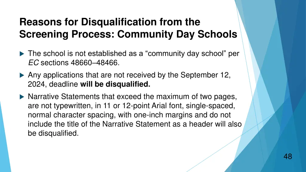reasons for disqualification from the screening 1