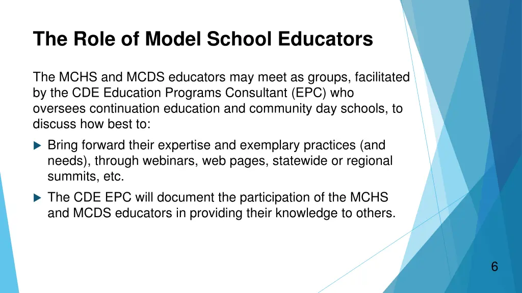 the role of model school educators