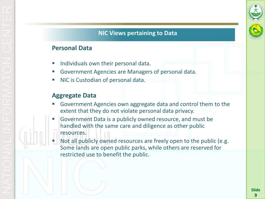 nic views pertaining to data