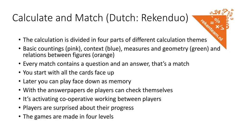 calculate and match dutch rekenduo