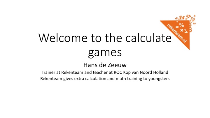 welcome to the calculate games hans de zeeuw