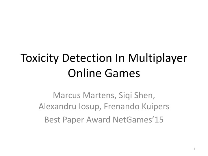 toxicity detection in multiplayer online games