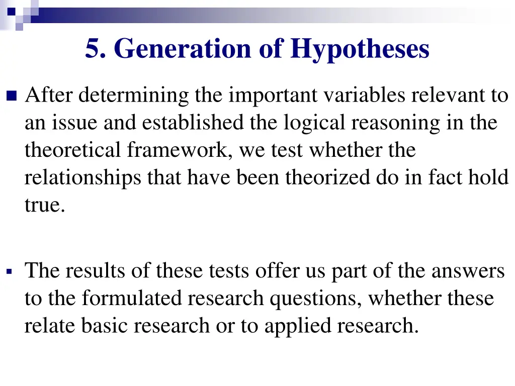 5 generation of hypotheses