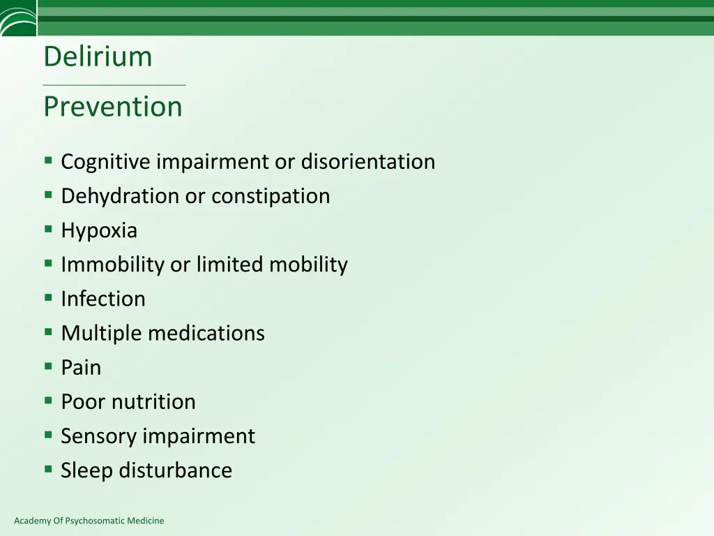 delirium prevention