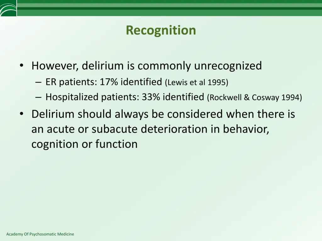 recognition
