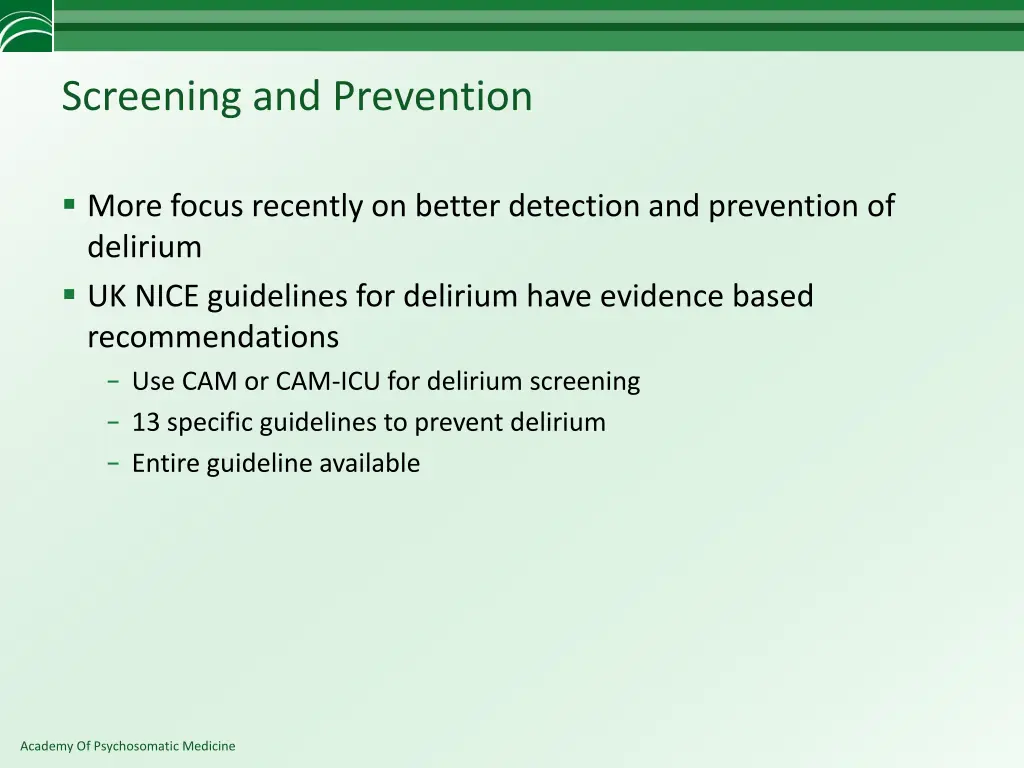 screening and prevention