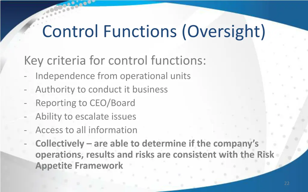 control functions oversight 1
