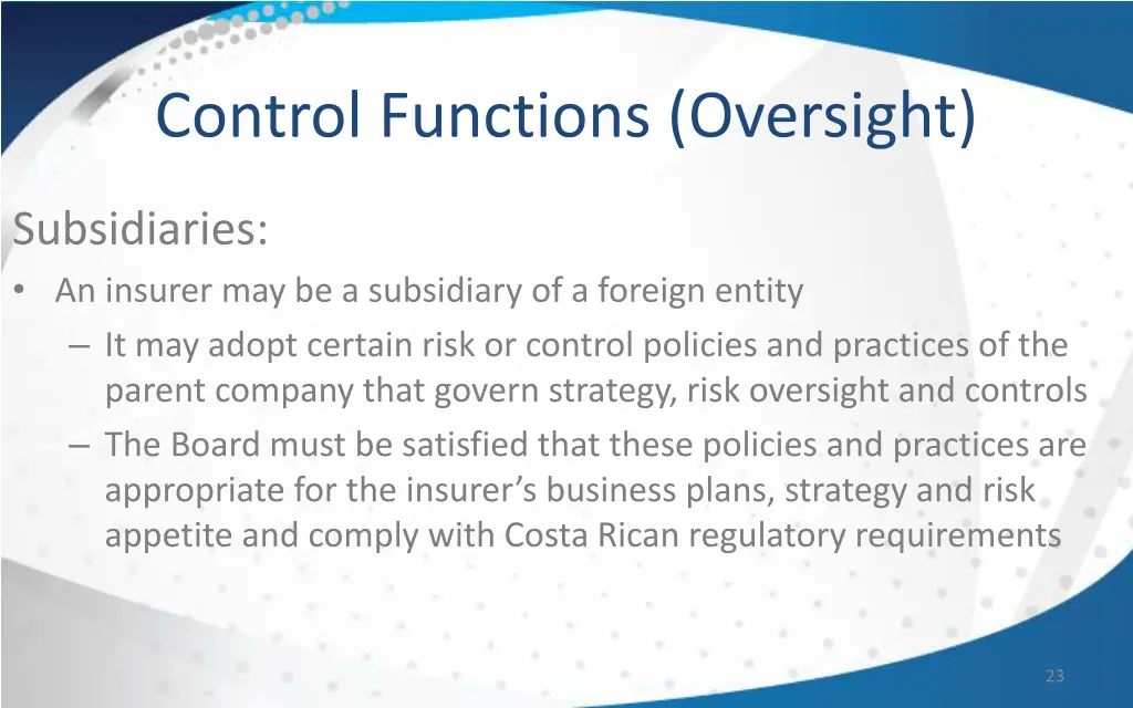 control functions oversight 2