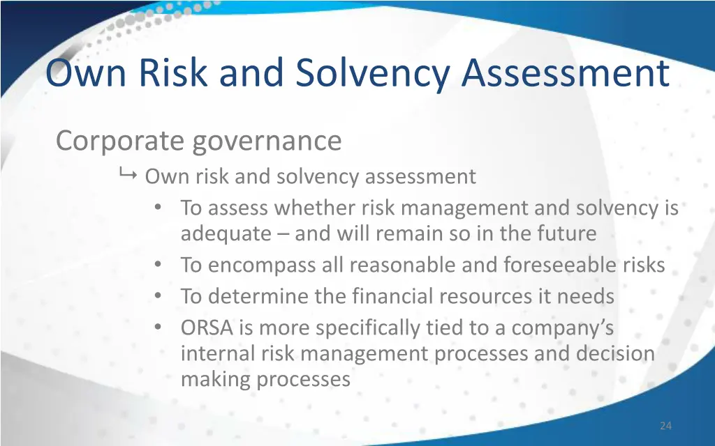 own risk and solvency assessment