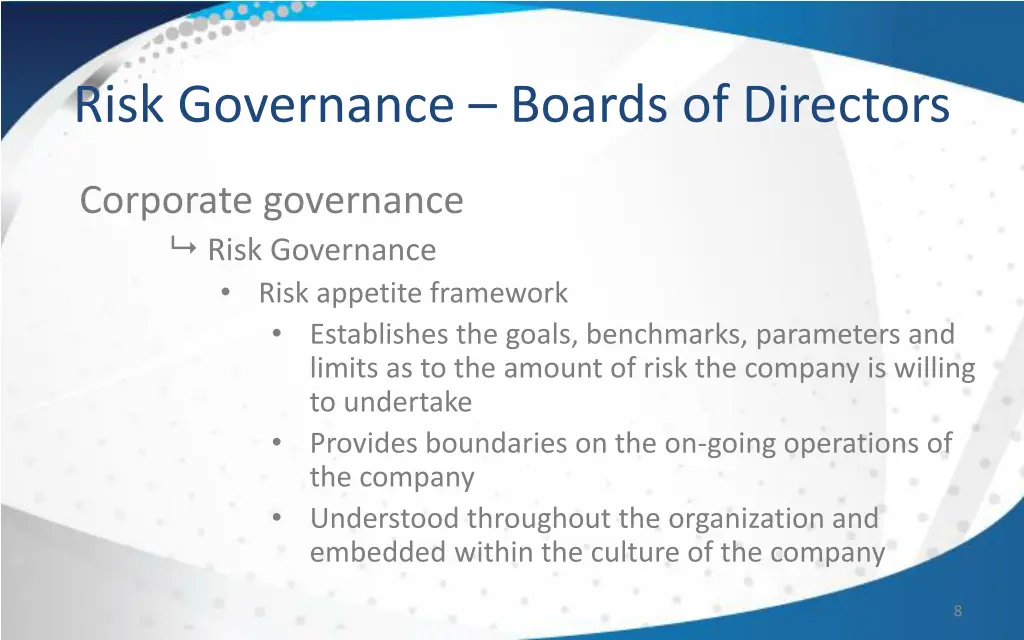 risk governance boards of directors 1