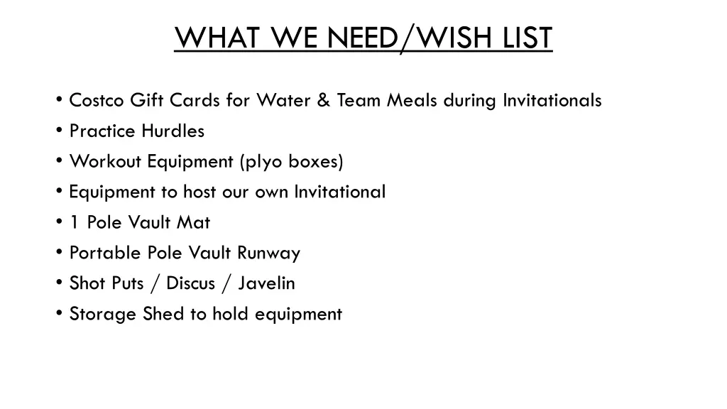 what we need wish list