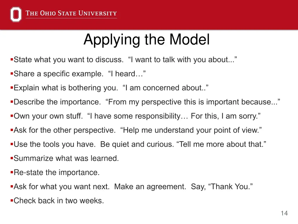 applying the model