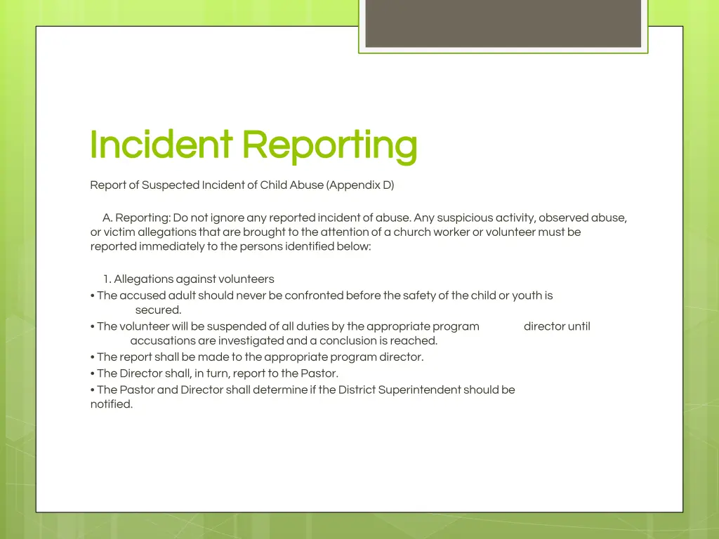 incident reporting incident reporting