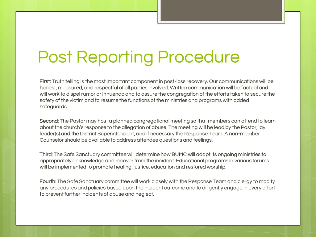 post reporting procedure 1