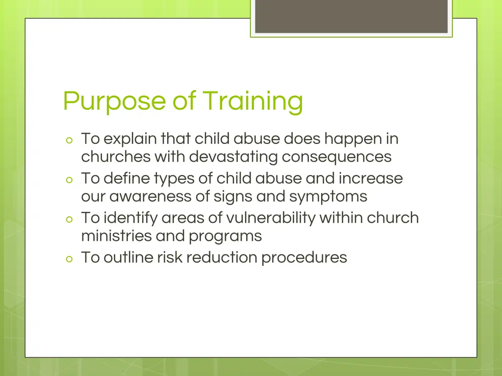 purpose of training