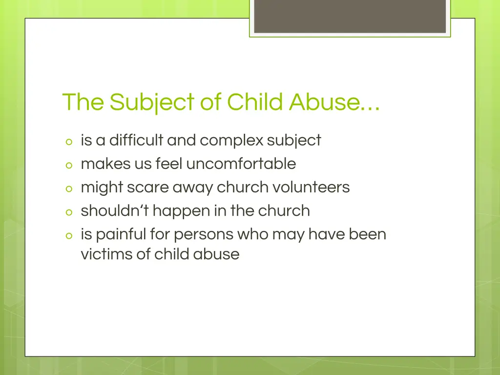 the subject of child abuse