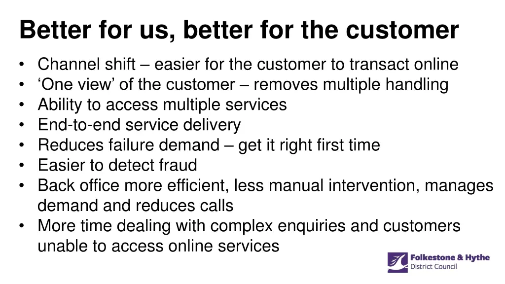 better for us better for the customer