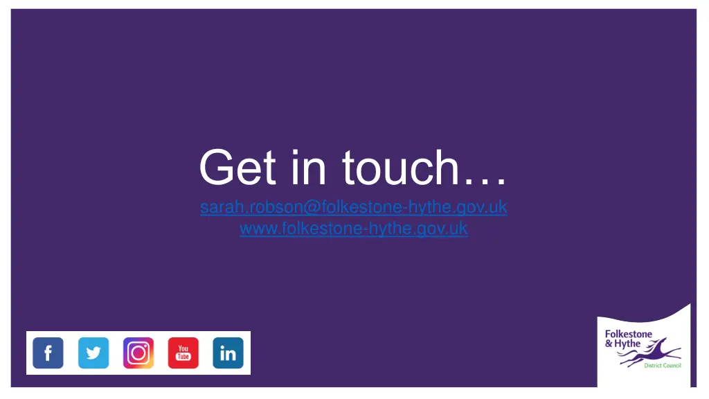 get in touch sarah robson@folkestone hythe
