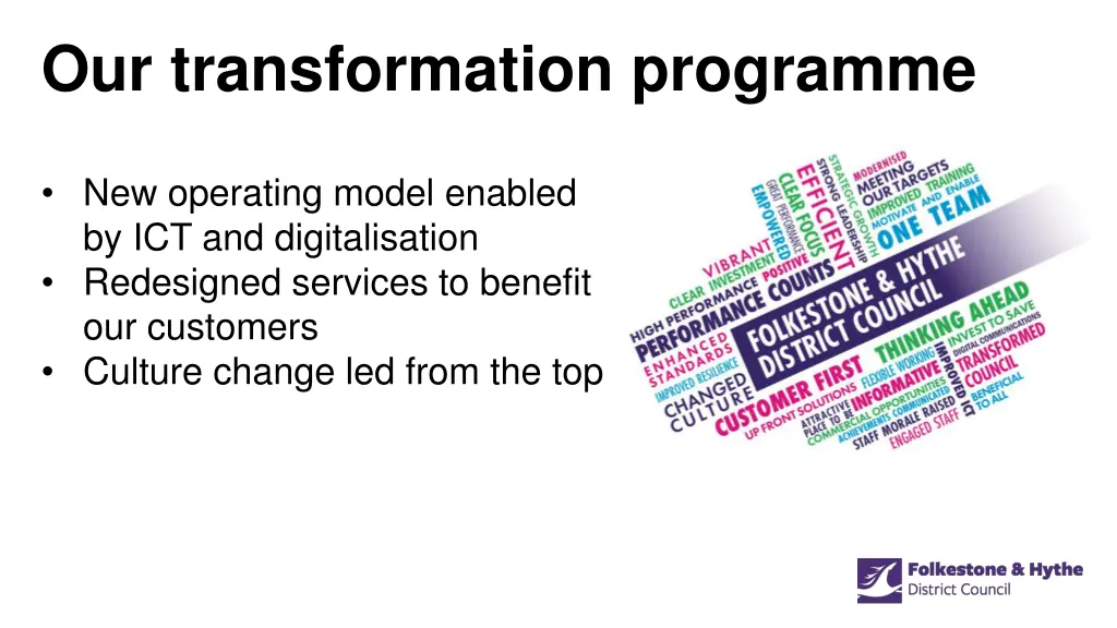 our transformation programme
