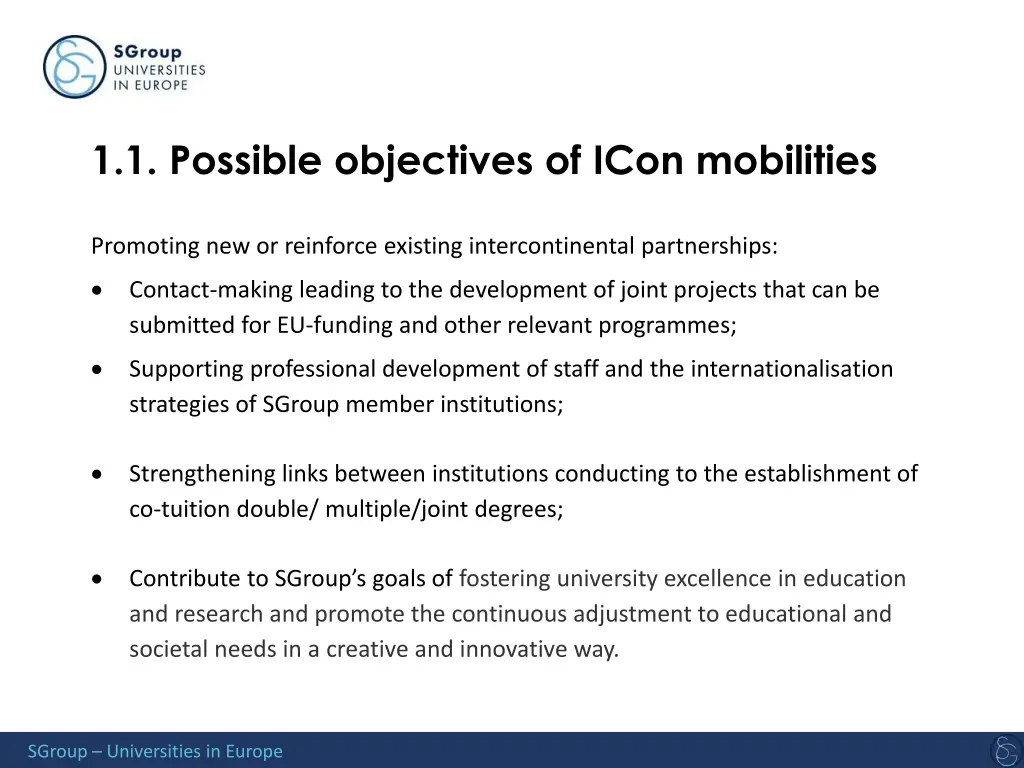 1 1 possible objectives of icon mobilities