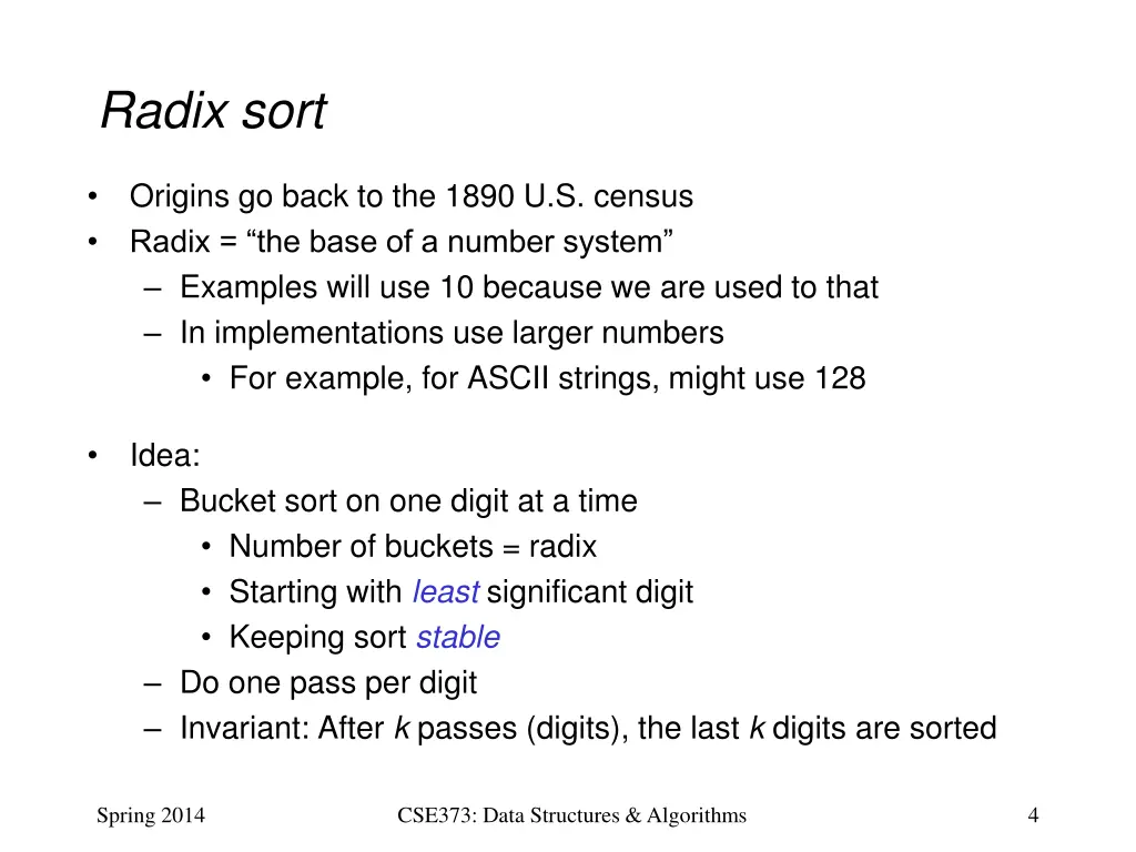 radix sort