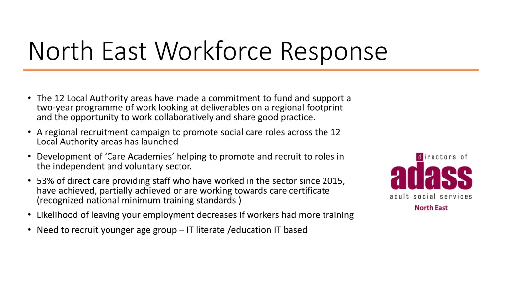 north east workforce response