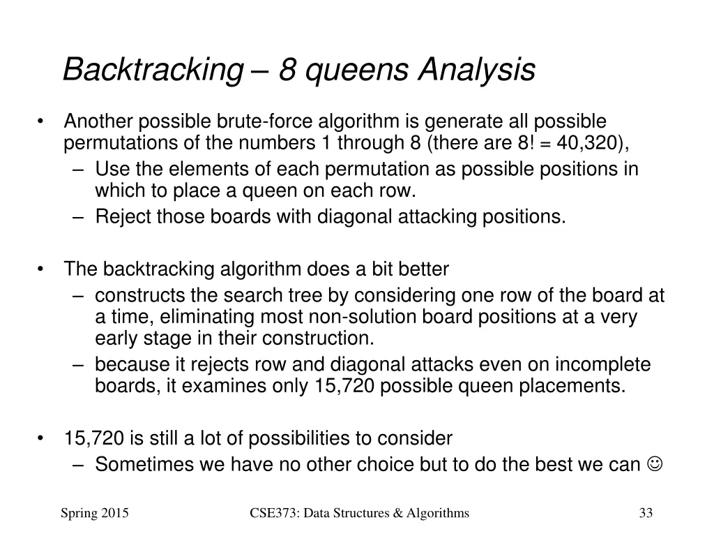 backtracking 8 queens analysis