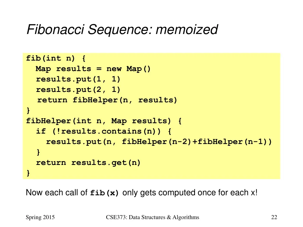 fibonacci sequence memoized