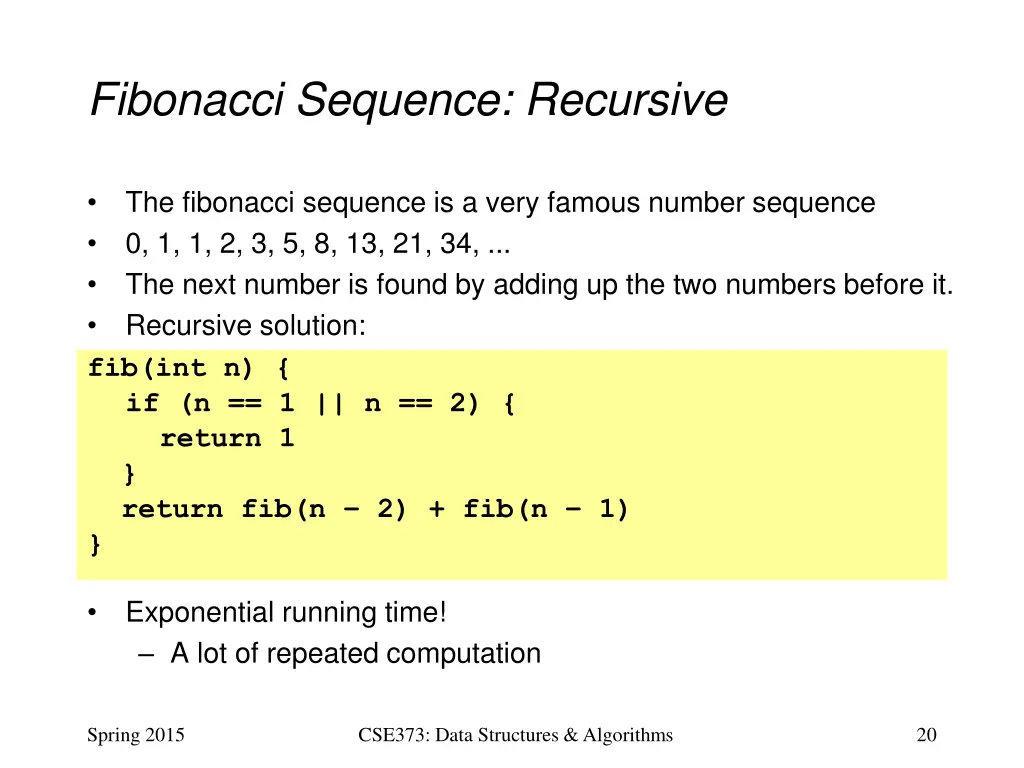 fibonacci sequence recursive