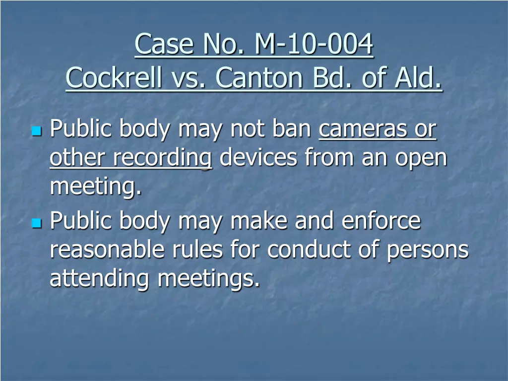 case no m 10 004 cockrell vs canton bd of ald