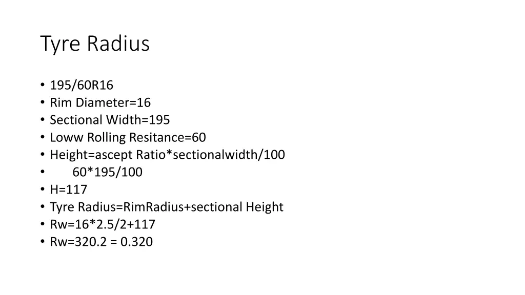 tyre radius
